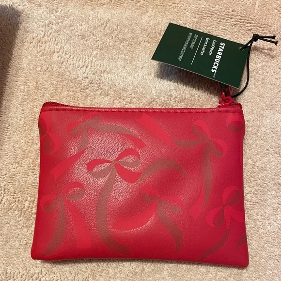 Starbucks Lot of 4: Holiday ribbon, poinsettia, card pouch - Picture 6 of 7